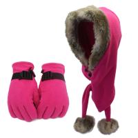 Polar Fleece Hat and Glove Set two piece & unisex plain dyed Solid Set