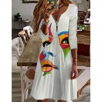 Polyester One-piece Dress slimming printed PC