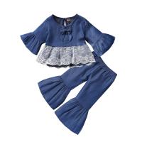 Cotton Slim Girl Clothes Set & two piece printed blue Set