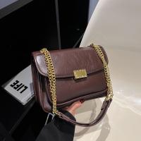 PU Leather Crossbody Bag with chain & soft surface Solid PC