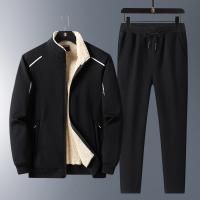 Polyester Plus Size Men Casual Set & two piece & thermal Pants & coat Set