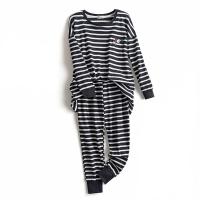 Polyester Women Pajama Set two piece & loose Pants & top striped : Set