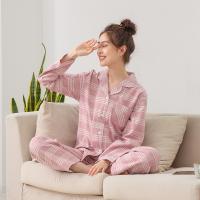 Polyester Couple Winter Pajama Set & two piece & loose plaid Set