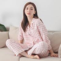 Polyester Couple Winter Pajama Set thicken & two piece plaid Set