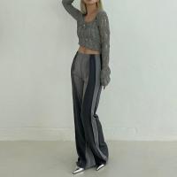 Polyester Hip-hugger Women Long Trousers patchwork gray PC