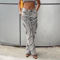 Algodón Mujer Jeans, labor de retazos, gris,  trozo