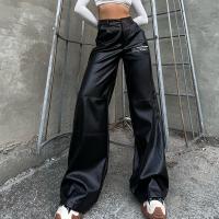 Polyester Women Long Trousers & loose patchwork Solid black PC