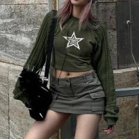 Polyester Sweatshirts femmes Imprimé modèle d’étoile Vert pièce