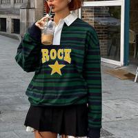 Polyester Vrouwen Sweatshirts Afgedrukt Striped Groene stuk