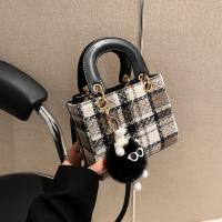 Plaid Fabric Handbag with hanging ornament & soft surface & attached with hanging strap plaid PC