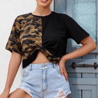 Polyester Slim Women Short Sleeve T-Shirts camouflage PC