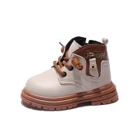 Microfiber PU Synthetic Leather & Rubber front drawstring Children Boots Solid Pair