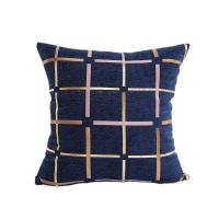 Polyester Throw Pillow Covers without pillow inner gold foil print plaid PC