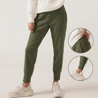 Polyester Nine Point Pants Women Casual Pants & breathable patchwork Solid PC