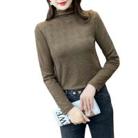Polyester Slim Women Long Sleeve T-shirt fleece Viscose Fiber Solid PC