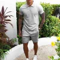 Polyester Slim Men Casual Set & two piece short & top Solid Set