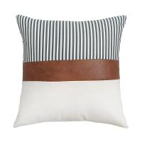 Cotton Linen Throw Pillow patchwork striped PC