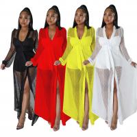 Polyester Slim Long Jumpsuit see through look Solid PC