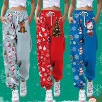Polyester Women Long Trousers christmas design & loose printed PC