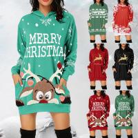 Polyester With Siamese Cap & Plus Size Sweatshirts Dress christmas design printed PC