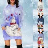 Polyester With Siamese Cap & Plus Size Sweatshirts Dress christmas design printed PC