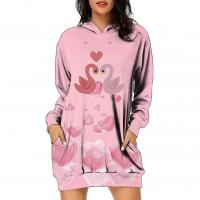 Polyester With Siamese Cap & Plus Size Sweatshirts Dress printed PC
