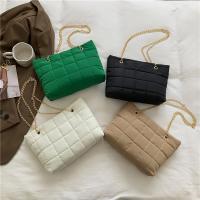 Cotton Shoulder Bag with chain & soft surface plaid PC