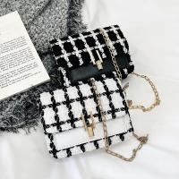 Woollen Cloth Shoulder Bag with chain & soft surface plaid PC