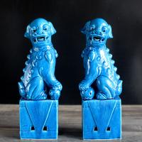 Ceramics Crafts Ornaments for home decoration handmade blue Pair