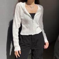Polyester Sweater Coat slimming knitted white PC