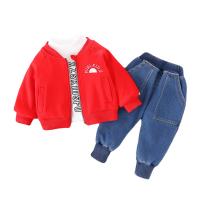 Cotton Boy Clothing Set & three piece Pants & top & coat printed Set