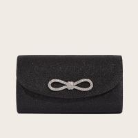 Glett Bowknot Clutch Bag with chain & with rhinestone black PC