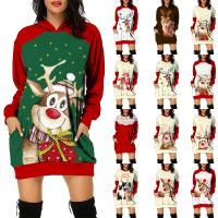 Polyester With Siamese Cap Sexy Package Hip Dresses christmas design printed PC