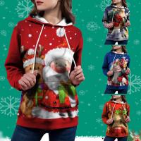 Cotton Plus Size Women Sweatshirts christmas design & loose Polyester printed PC