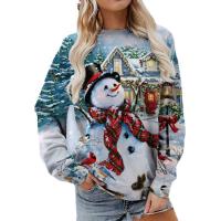 Polyester Women Sweatshirts christmas design & loose Cotton printed PC