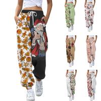 Polyester Women Casual Pants slimming & christmas design & loose printed PC