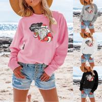 Cotton Women Sweatshirts slimming & christmas design & loose Polyester printed PC