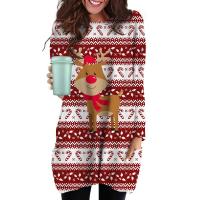 Cotton Plus Size Sweatshirts Dress mid-long style & loose Polyester printed PC