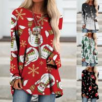 Cotton Women Sweatshirts christmas design & loose Polyester printed PC