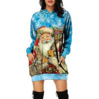 Polyester With Siamese Cap Sweatshirts Dress & loose & with pocket printed PC