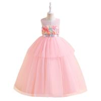 Polyester Princess Girl One-piece Dress with bowknot floral PC
