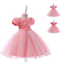 Cotton Ball Gown Girl One-piece Dress with bowknot Polyester floral PC