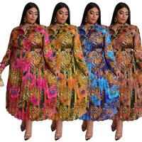 Polyester Plus Size Two-Piece Dress Set printed abstract pattern Set