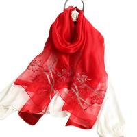 Real Silk & Wool Easy Matching Women Scarf thermal & with rhinestone embroidered butterfly pattern PC