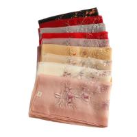 Real Silk & Wool Women Scarf sun protection & thermal embroidered floral PC