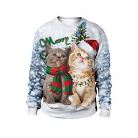 Polyester Couple Sweatshirts christmas design & loose printed Cats PC