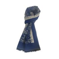 Acrylic Tassels Women Scarf thermal & for women jacquard Solid Navy Blue PC