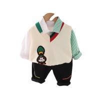 Cotton Slim Boy Clothing Set & two piece vest & Pants & top patchwork Set