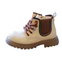 Rubber & Synthetic Leather side zipper Children Boots hardwearing & fleece & anti-skidding Solid Pair