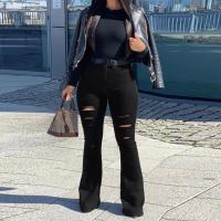 Denim Ripped & Slim Women Jeans Solid black PC